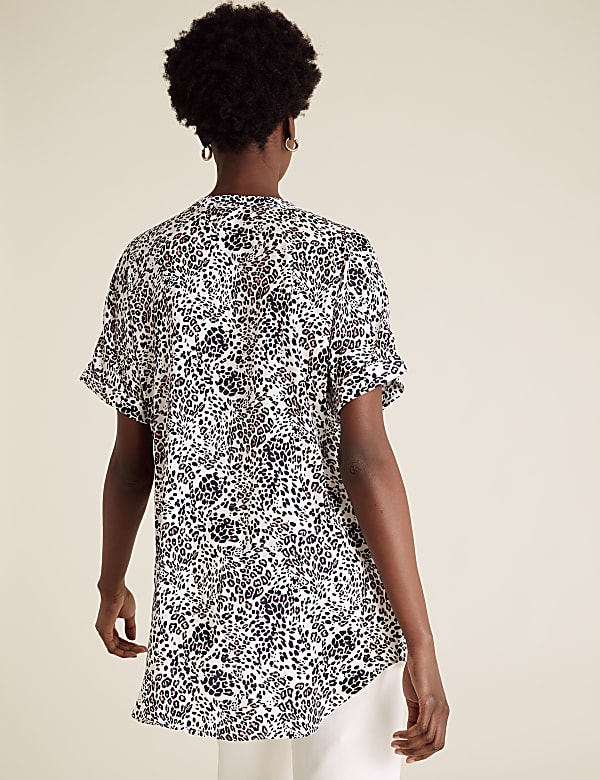 Animal Print V-Neck Short Sleeve Tunic