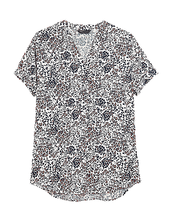 Animal Print V-Neck Short Sleeve Tunic