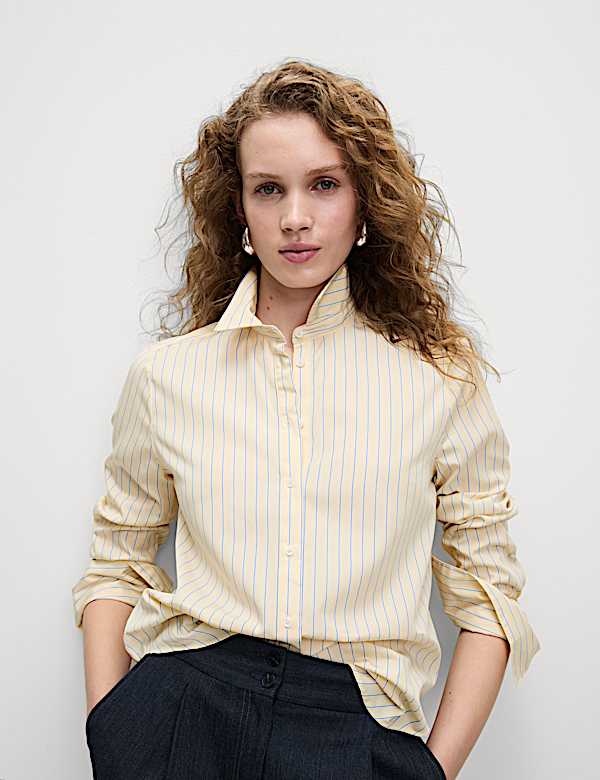 Pure Cotton Striped Collared Shirt