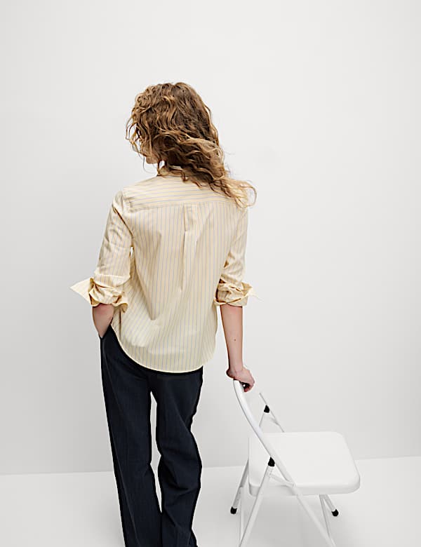 Pure Cotton Striped Collared Shirt
