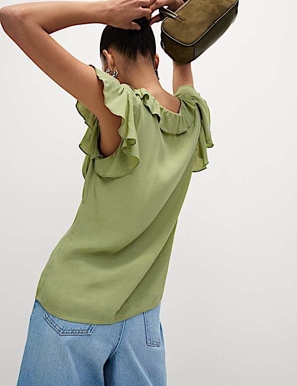 Frill Detail V Neck Top