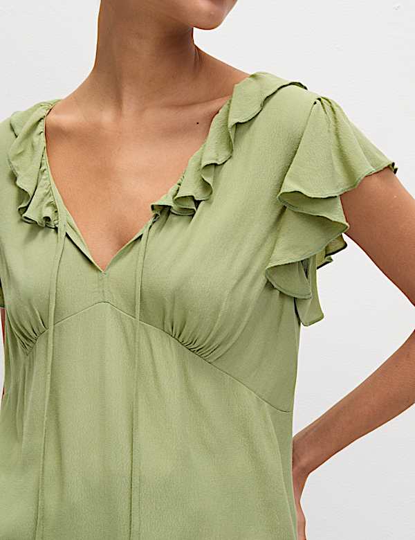 Frill Detail V Neck Top