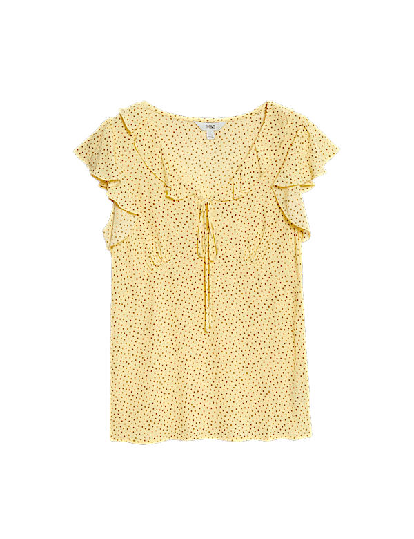 Polka Dot Frill Detail Top