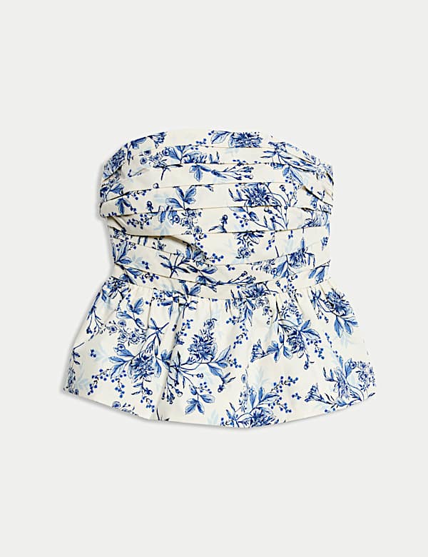 Atasan Kemban Hem Gelembung Motif Bunga Katun Murni - ID