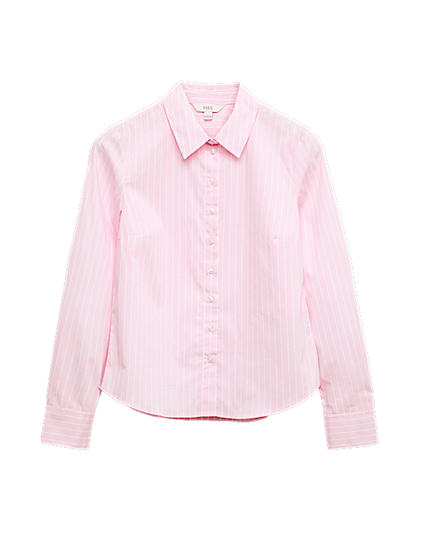 Cotton Rich Striped Collared Fitted Shirt