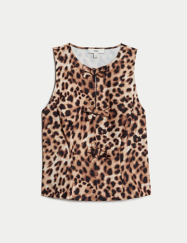 Animal Print Bow Detail Blouse - RO