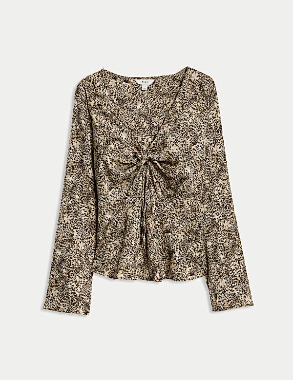 Atasan Tali Depan Motif Hewan Satin - ID