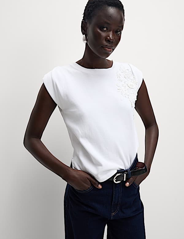 Pure Cotton Embellished Regular Fit Top