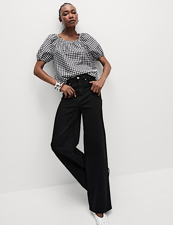 Lyocell Rich Printed Crew Neck Blouse