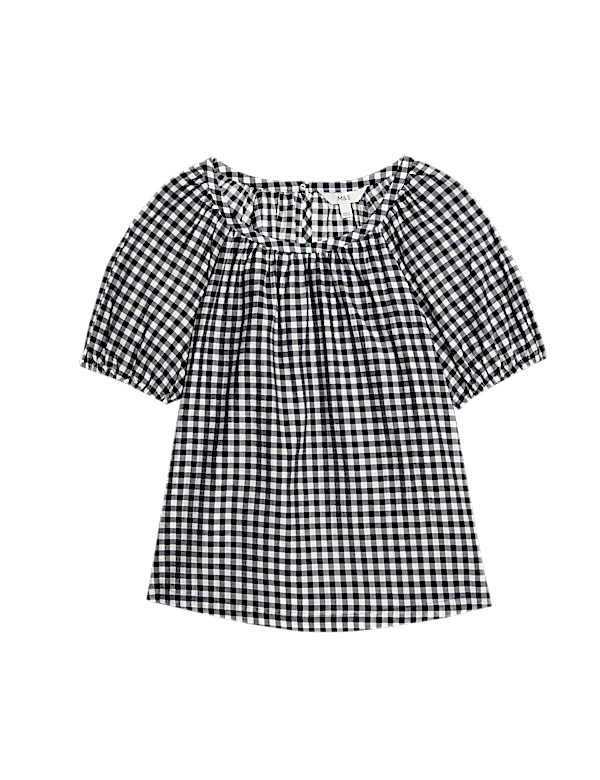 Lyocell Rich Printed Crew Neck Blouse