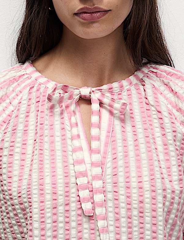 Pure Cotton Textured Striped Top