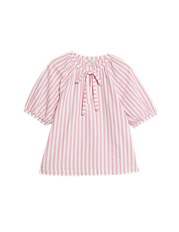 Pure Cotton Textured Striped Top