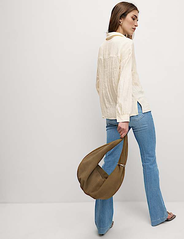 Crinkle Textured Collared Shirt