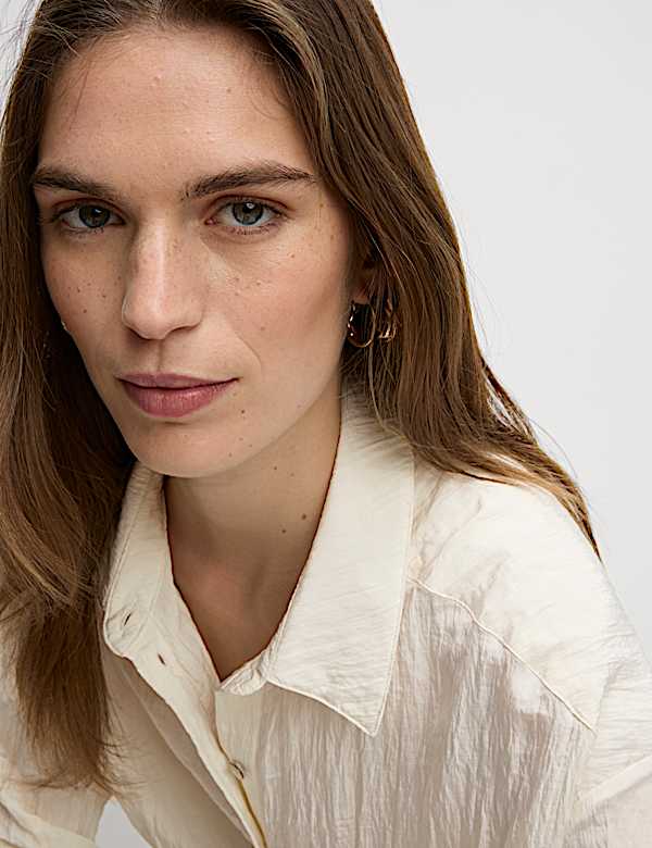 Crinkle Textured Collared Shirt