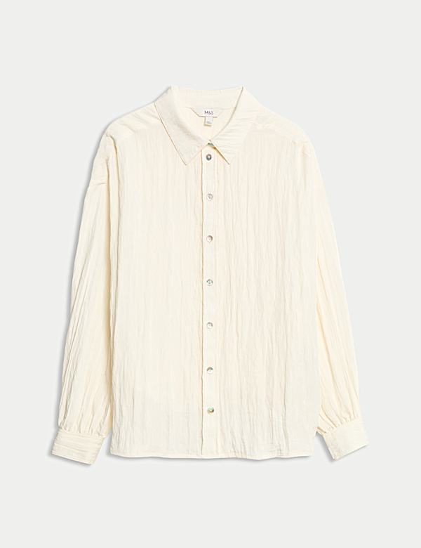 Crinkle Textured Collared Shirt - HU