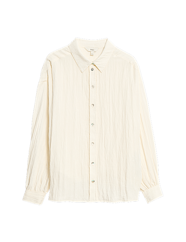 Crinkle Textured Collared Shirt