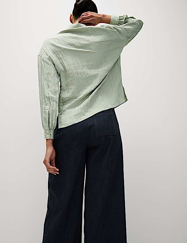 Crinkle Textured Collared Shirt