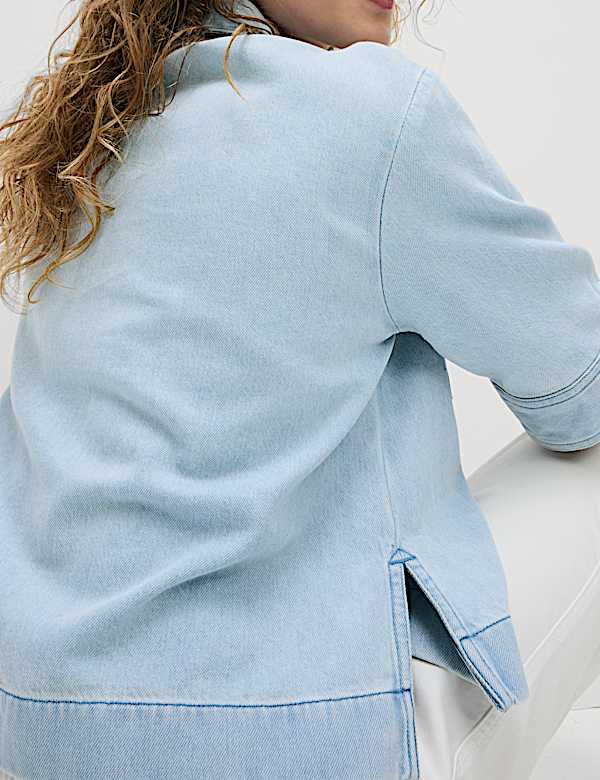 Lyocell Denim Oversized Crop Shirt