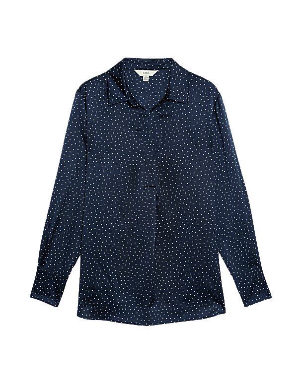 Polka Dot Collared Popover Blouse