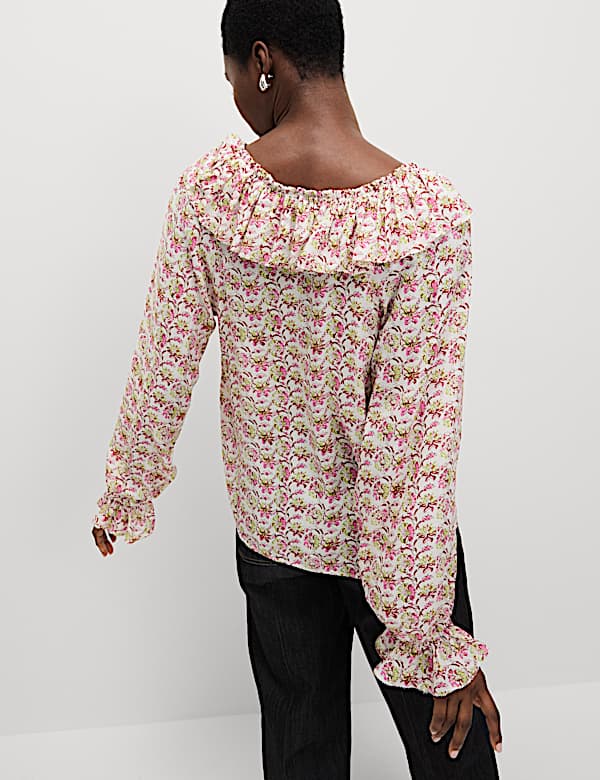 Pure Modal Floral Ruffle Blouse