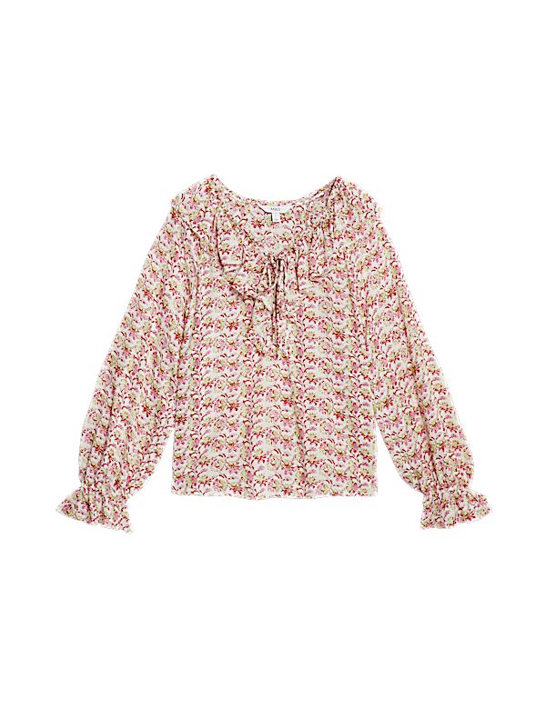 Pure Modal Floral Ruffle Blouse