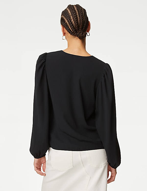 V-Neck Button Detail Blouse