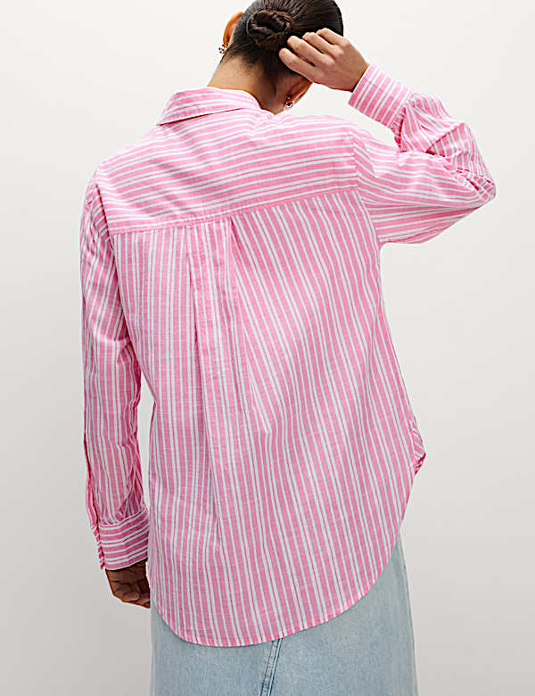 Pure Cotton Striped Collared Shirt