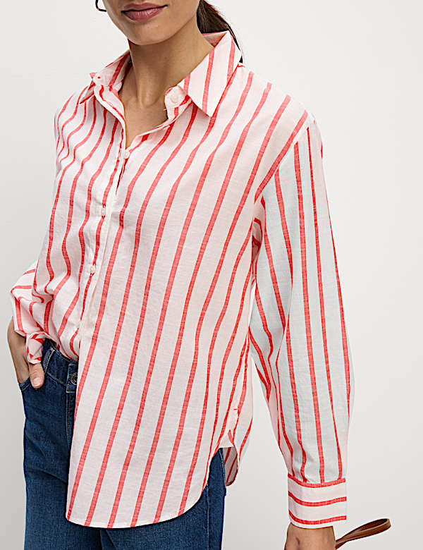 Pure Cotton Striped Collared Shirt