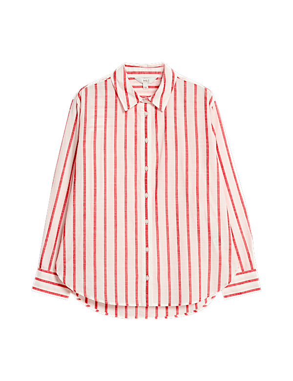 Pure Cotton Striped Collared Shirt