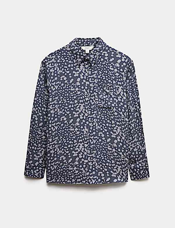 Printed Collared Button Through Blouse