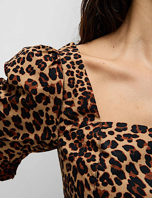 Pure Cotton Animal Print Slim Fit Top