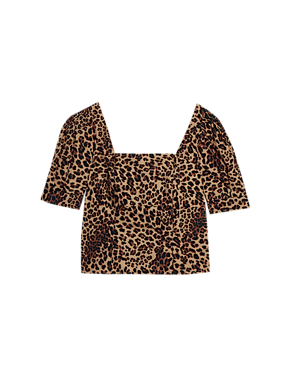 Pure Cotton Animal Print Slim Fit Top