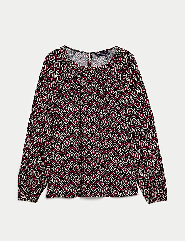Printed Crew Neck Blouse - BN