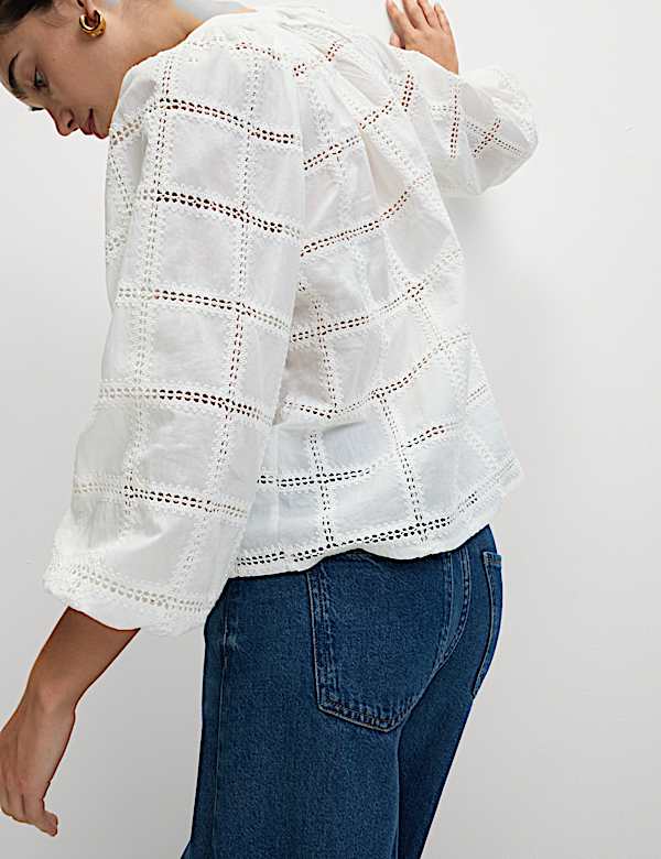 Pure Cotton Broderie Blouse