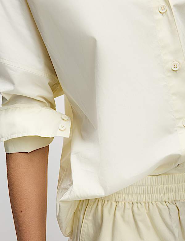 Pure Cotton Collared Button Through Oversized Shirt