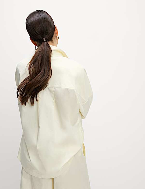 Pure Cotton Collared Button Through Oversized Shirt