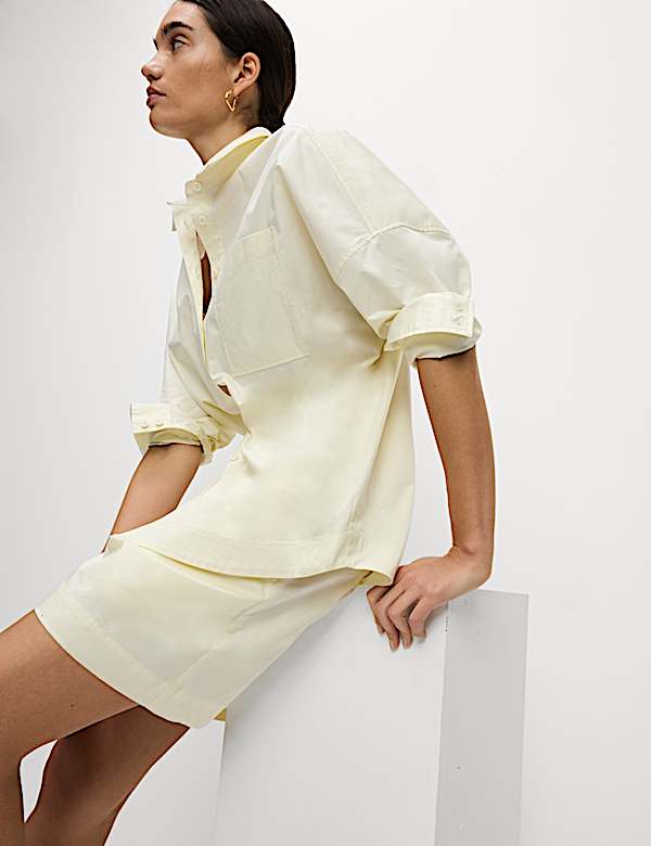 Pure Cotton Collared Button Through Oversized Shirt