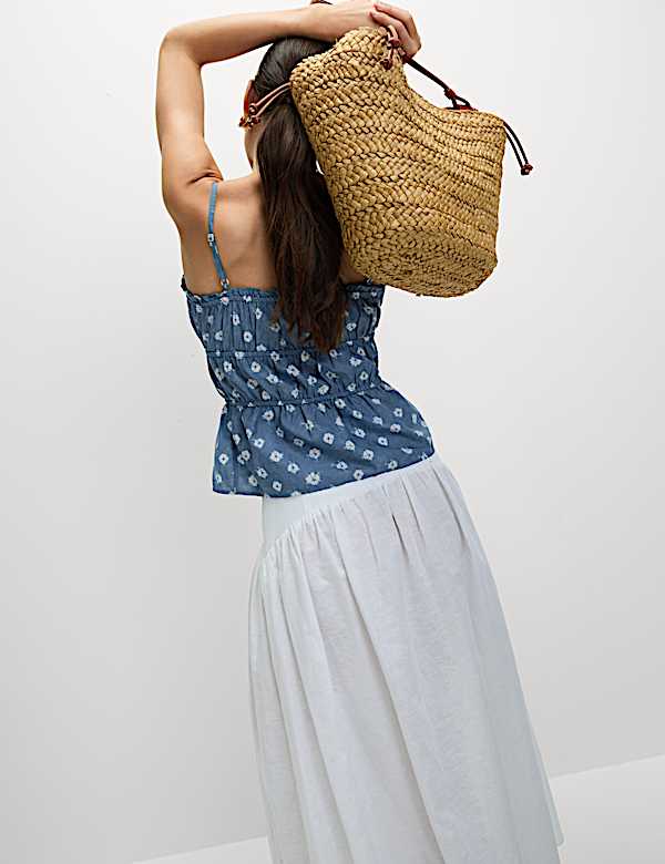 Pure Cotton Floral Tie Front Cami Top