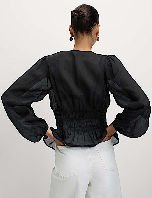 Blus Transparan Kerah V Bahan Lyocell - ID