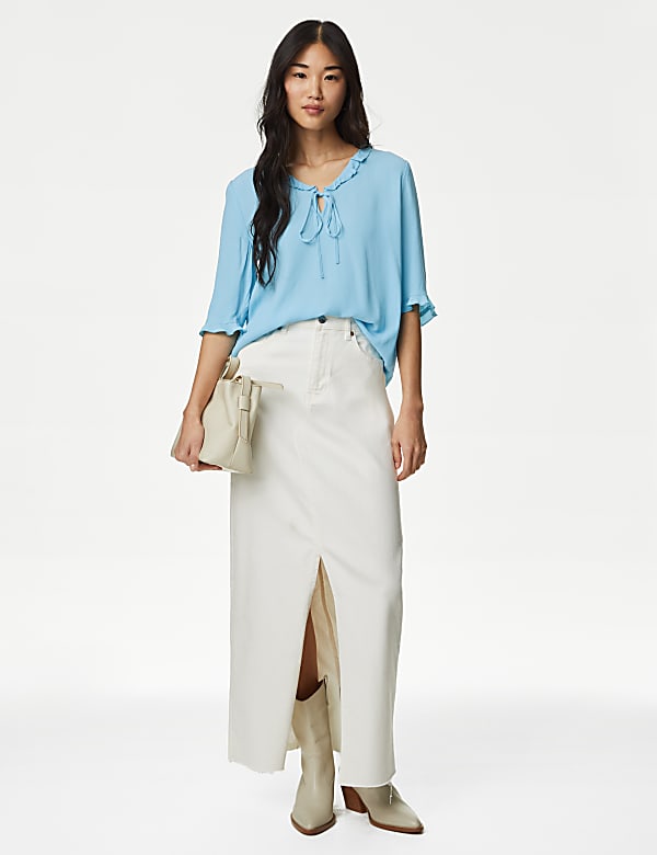 V-Neck Frill Detail Blouse