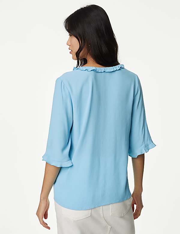 V-Neck Frill Detail Blouse