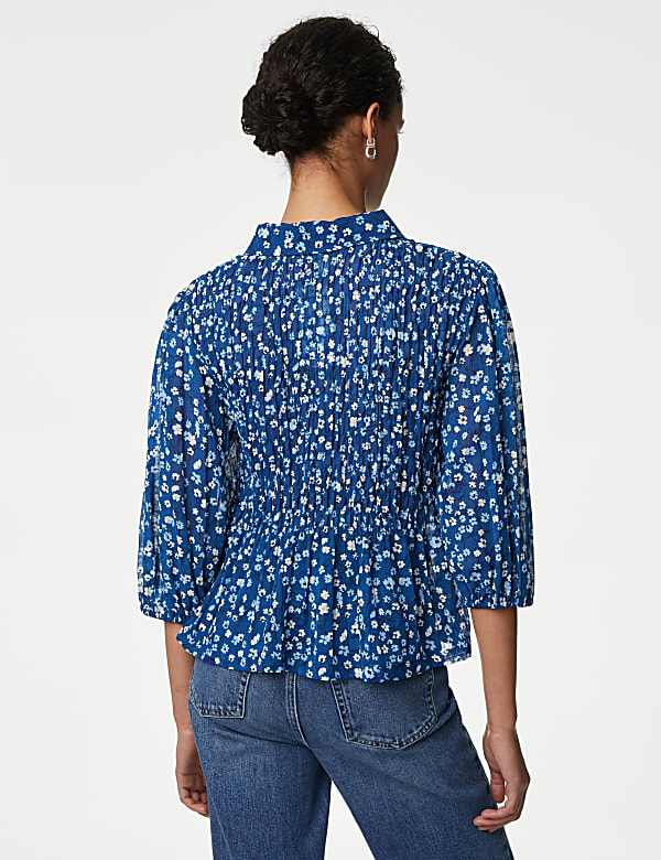 Printed Shirred Shirt