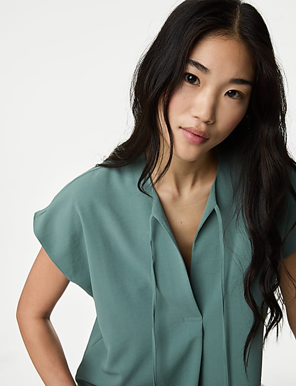 Tie Neck Popover Blouse