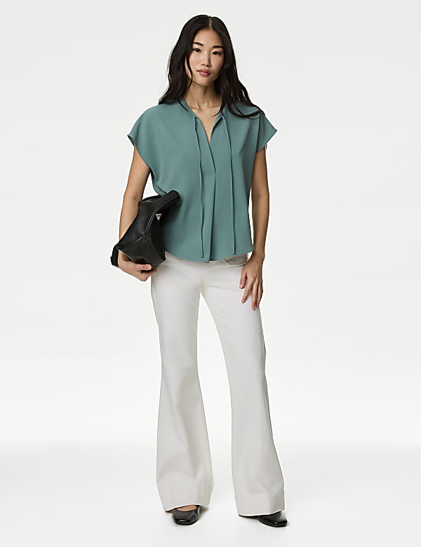Tie Neck Popover Blouse