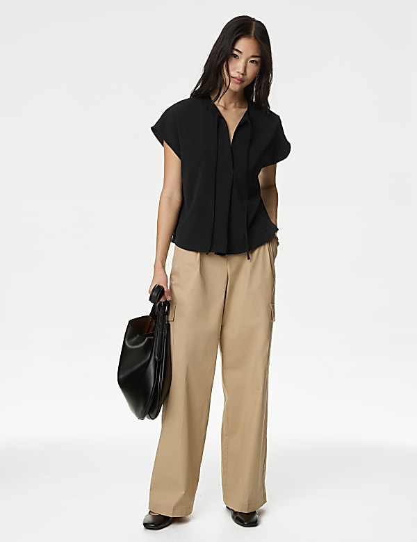 Tie Neck Popover Blouse - SE