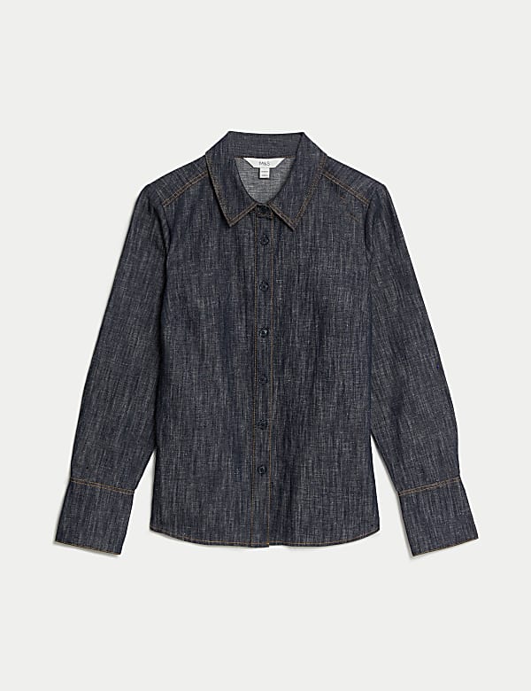 Denim Linen Blend Collared Shirt - FR