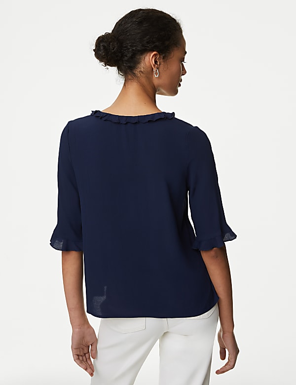 Tie Neck Frill Detail Blouse