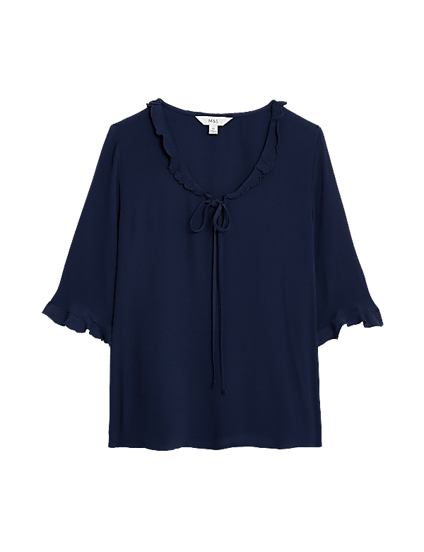Tie Neck Frill Detail Blouse