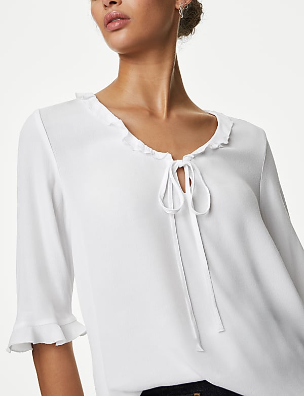 Tie Neck Frill Detail Blouse