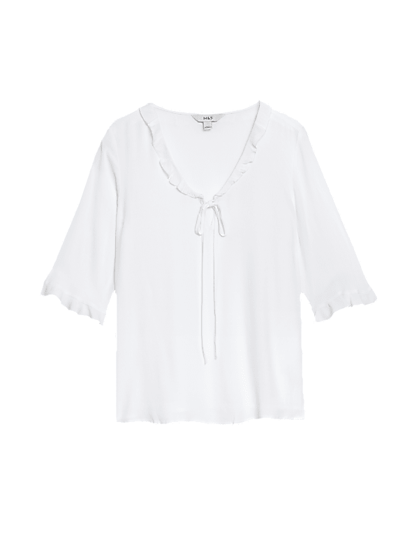 Tie Neck Frill Detail Blouse